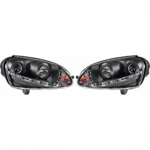2 Phares avant VW GOLF 5 Devil Eyes LED - Noir
