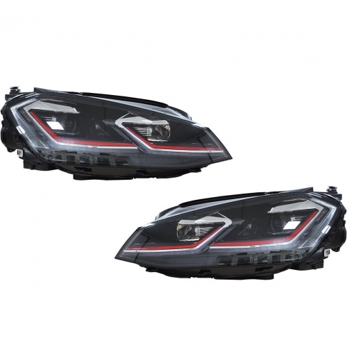 2 Phares avant VW Golf 7.5 phase 2 - look GTI - Noir - Full LED Dynamiques