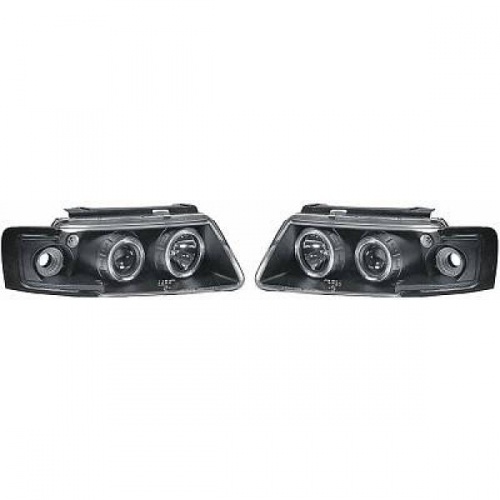 2 Phares avant VW Passat B5 (3B) Angel Eyes LED- 96-00 - Noir
