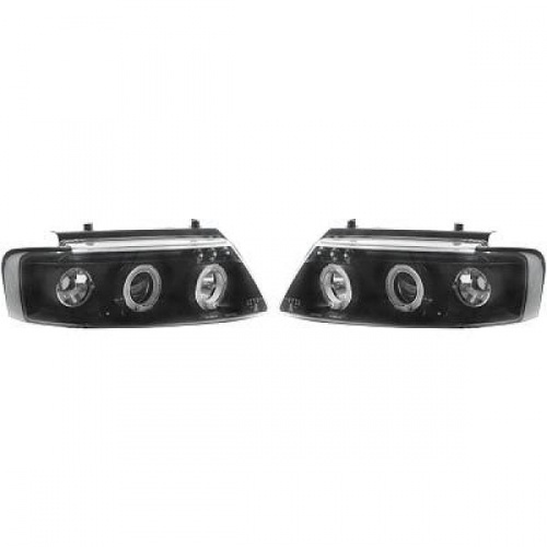 2 Phares avant VW Passat B5 (3B) Angel Eyes LED- 96-00 - Noir