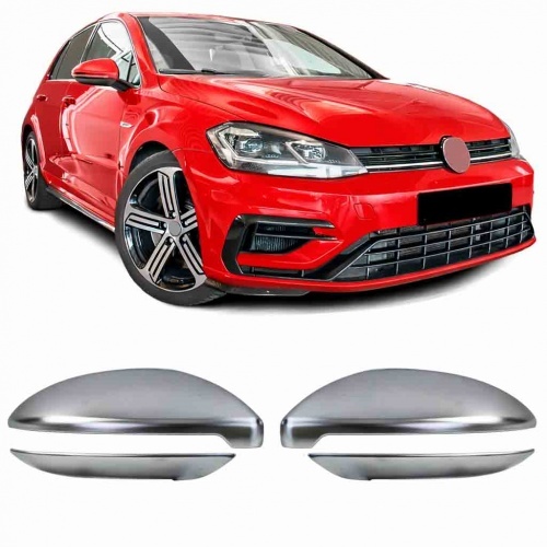 Coques retroviseur Argent Mat pour VW GOLF 7 12-21 look alu