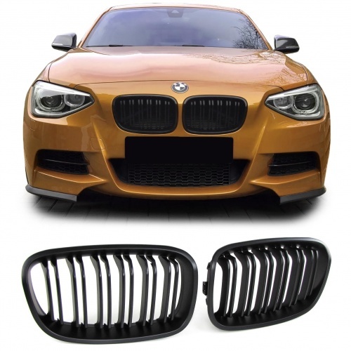 Grilles calandre BMW Serie 1 F20 F21 11-15 look M - Noir Mat