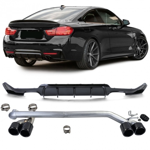 Diffuseur Echappement arriere BMW serie 4 F32 F33 F36 double sortie - Noir