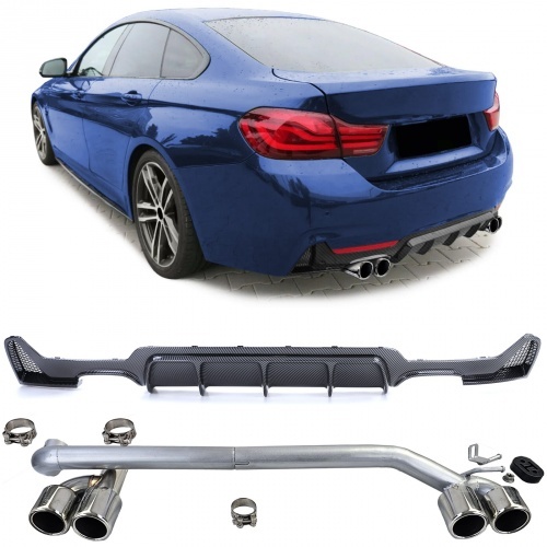 Diffuseur Echappement arriere BMW serie 4 F32 F33 F36 double sortie - Chrome Carbone