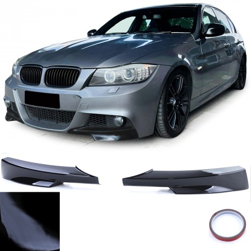 2 Splitters pour pare choc M - BMW Serie 3 E90 E91 LCI 09-11 - noir brillant
