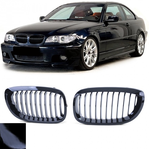 Grilles calandre BMW Serie 3 E46 coupe phase 2 03-06 - Noir Brillant