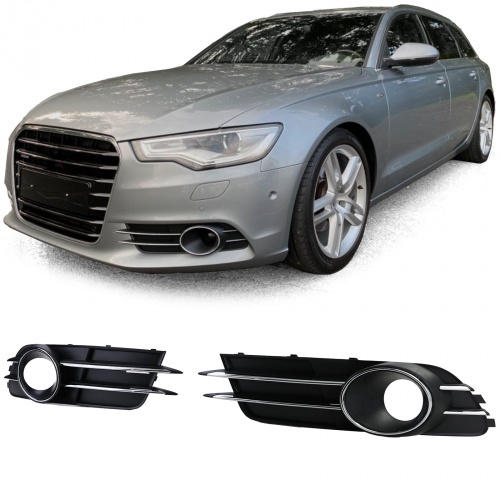Grilles antibrouillards Audi A6 C7 4G - Noir Chrome