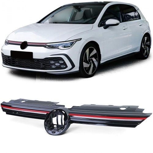 Grille calandre VW Golf 8 (VIII) 20-23 - look GTI avec LED - Noir brillant