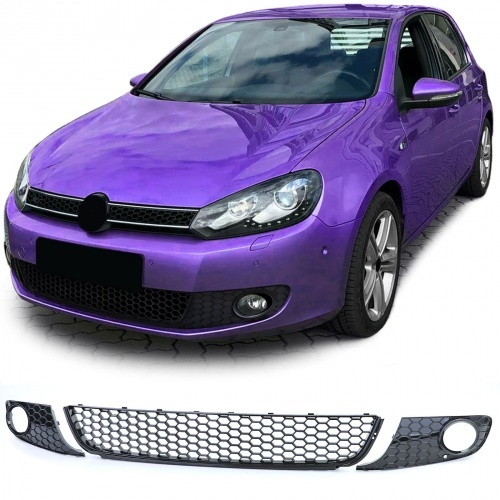 Grilles VW GOLF 6 - look GTI nid d'abeille - Noir Brillant
