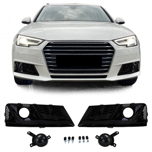 Grilles antibrouillard / ACC Audi A4 B9 15-19 - Noir brillant - look RS