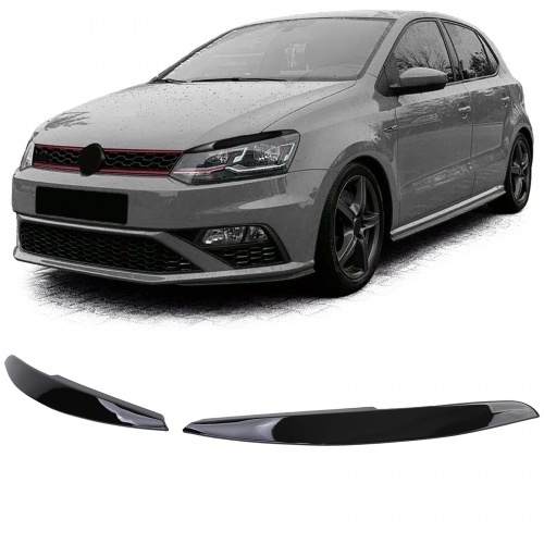 2 Paupieres de phares VW Polo 6R 6C 09-17 - noir brillant.