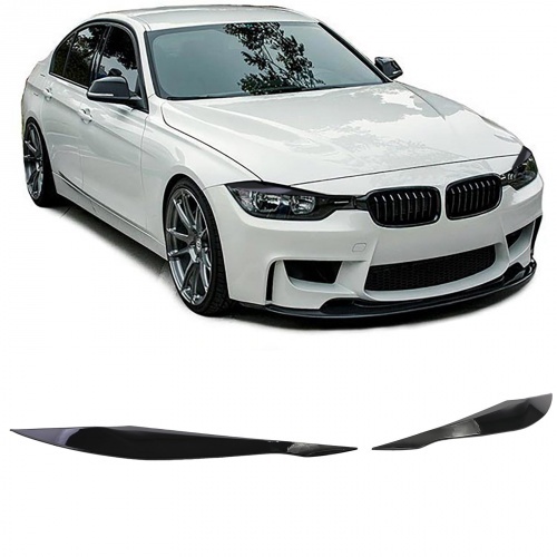 2 Paupieres de phares BMW Serie 3 F30 F31 11-19 - noir brillant