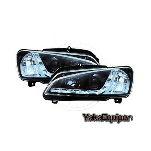 2 Phares avant Peugeot 106 Devil Eyes LED 96-03 - Noir