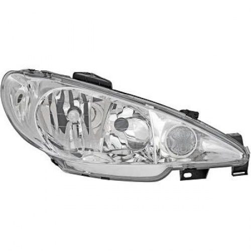Phare droit passager Peugeot 206 03-06 - H7 - Chrome
