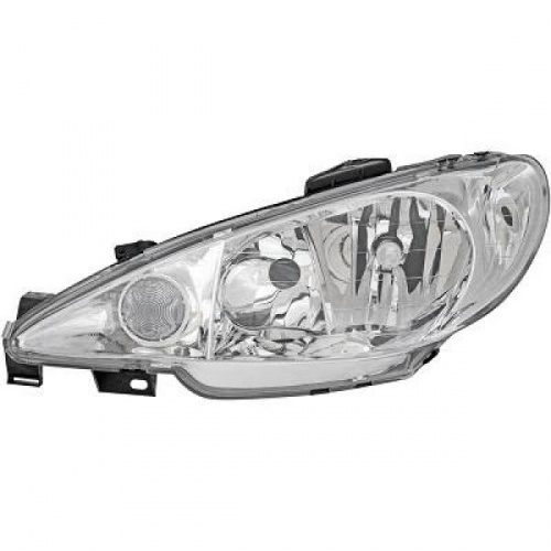 Phare gauche conducteur Peugeot 206 03-06 - H7 - Chrome