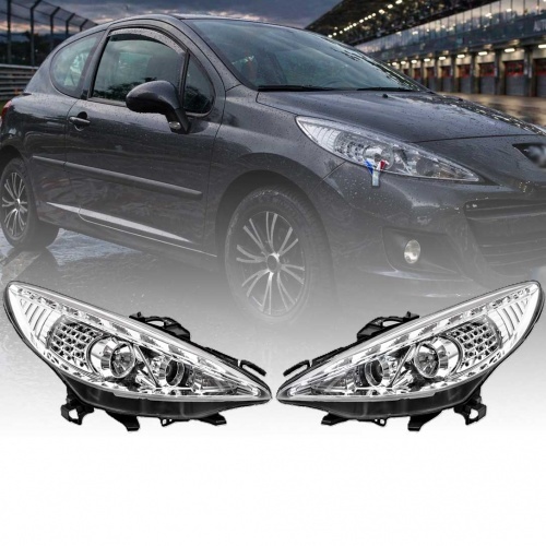 2 Phares avant Peugeot 207 Devil Eyes LED - Chrome