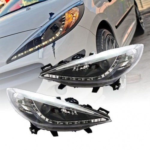 2 Phares avant Peugeot 207 Devil Eyes LED - Noir