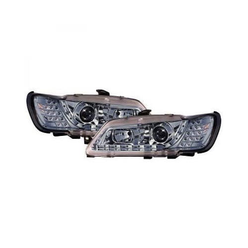 2 Phares devil eyes LED pour Peugeot 306 - 93-97 - Chrome
