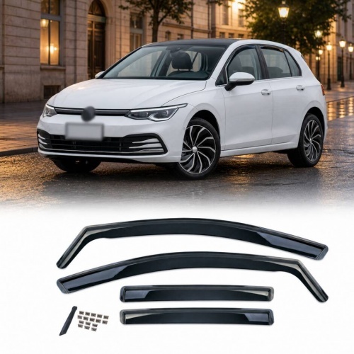 4 Déflecteurs de pluie teintés noir pour VW Golf 8 19-24