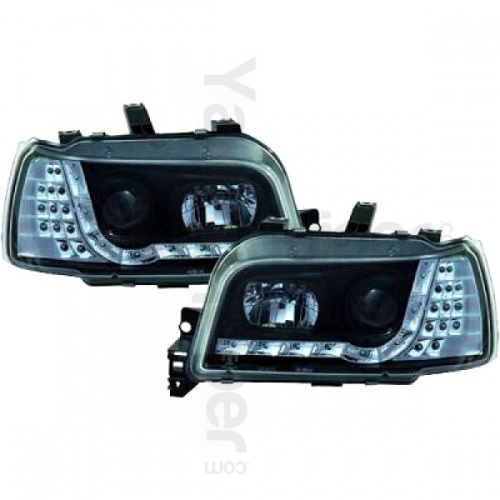 2 Phares avant Renault Clio 1 91-98 Devil Eyes LED - Noir