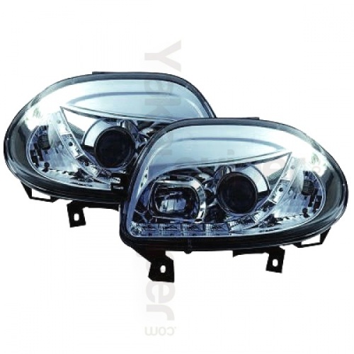 2 Phares avant Renault Clio 2 98-01 Devil Eyes LED - Chrome