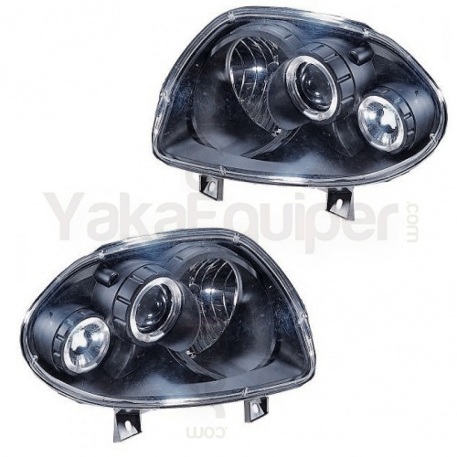 2 Phares avant Renault Clio 2 98-01 Angel Eyes - Noir
