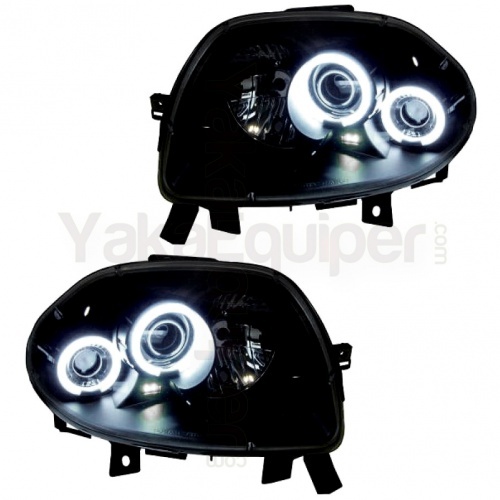 2 Phares avant Renault Clio 2 98-01 Angel Eyes CCFL - Noir