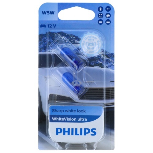 2 ampoules W5W Philips White Vision Ultra 12961WVUB2