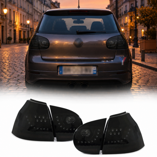 2 Feux arriere VW Golf 5 03-08 LED LTI look G6 - Noir