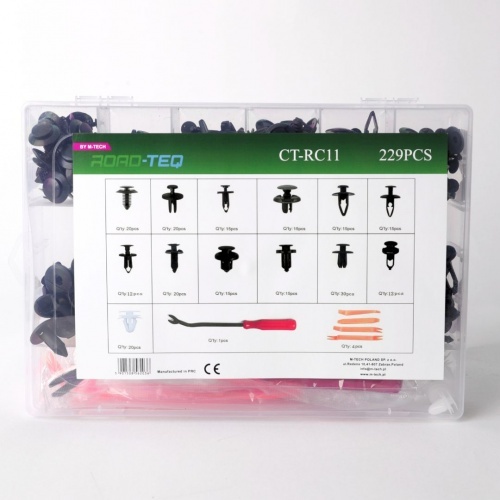 Kit clips de fixation auto Road-Teq 229 pièces avec outils de démontage