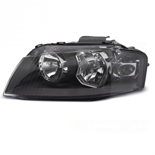 Phare gauche conducteur halogene AUDI A3 (8P) - 03-08 - Noir