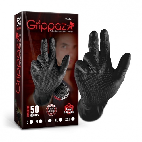 Grippaz Lot de 50 gants en nitrile Fishscale - taille L - noir