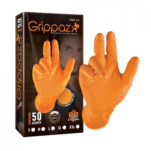 Grippaz Lot de 50 gants en nitrile Fishscale - taille L - orange