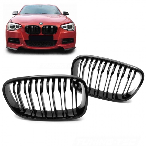 Grilles calandre BMW Serie 1 F20 F21 11-15 look M - Noir Brillant