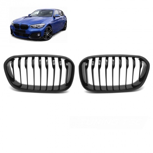 Grilles calandres BMW Serie 1 F20 F21 LCI 15-18 - Noir Brillant