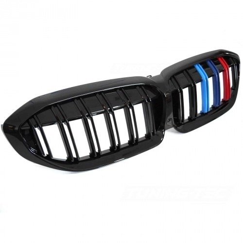 Grilles calandre BMW Serie 3 G20 G21 look couleur M3 - 18-22 - Noir Brillant