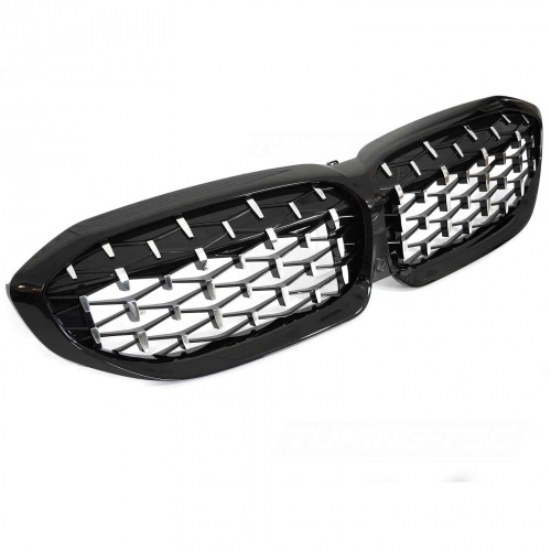 Grilles calandre BMW Serie 3 G20 G21 look diamant - 18-22 - Chrome Noir