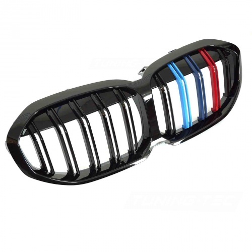 Grille calandre BMW Serie 1 F40 19-23 - look couleur M - Noir Brillant