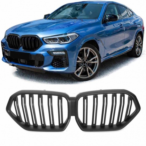 Grille calandre BMW Serie X6 G06 19-23 - look M - Noir Mat