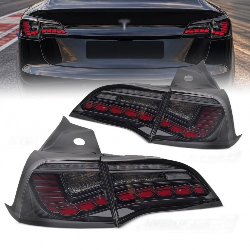 2 Feux arriere OLED dynamiques Tesla Model 3 Model Y - Noir fumé