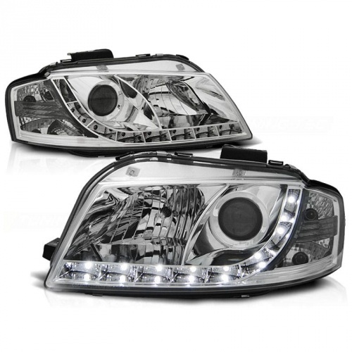 2 Phares avant Audi A3 8P Devil Eyes LED - Chrome