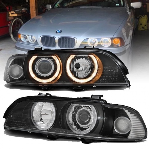 2 Phares avant BMW Serie 5 E39 95-03 Angel Eyes - Noir