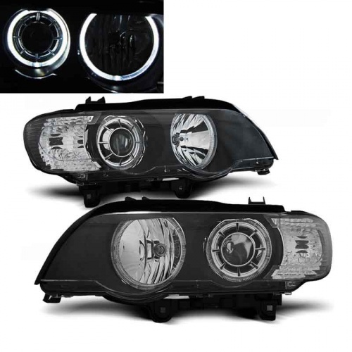 2 Phares avant BMW X5 E53 xenon Angel Eyes LED 99-03 - Noir