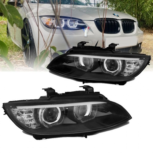 2 Phares xénon BMW Serie 3 E92 E93 Coupe Angel Eyes LED U-LTI 05-10 - Noir