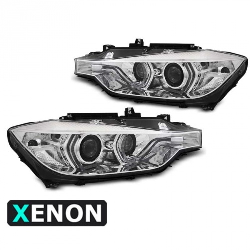 2 Phares xénon BMW Serie 3 F30 F31 Angel Eyes LED 11-15 - Chrome
