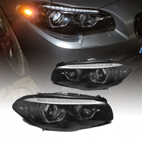 2 Phares xenon AFS BMW Serie 5 F10 F11 Angel Eyes LED 10-13 look Iconic - Noir