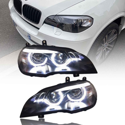 2 Phares xenon BMW X5 E70 Angel Eyes LED 07-13 - Noir