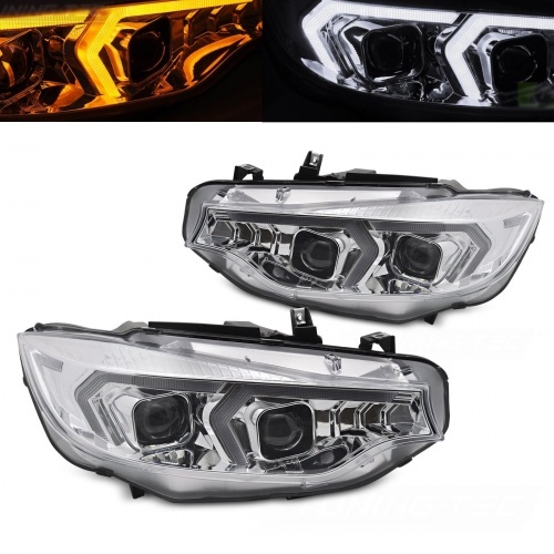 2 Phares xenon BMW Serie 4 F32 F33 Angel Eyes look iconic - 13-17 - Chrome