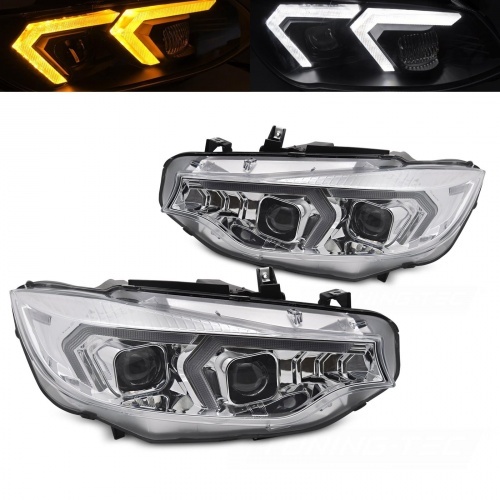 2 Phares xénon BMW Serie 3 E92 E93 LCI Angel Eyes LED iconic 10-13 - Chrome