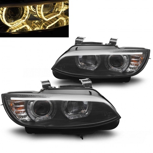 2 Phares xénon BMW Serie 3 E92 E93 Coupe Angel Eyes jaune U-LTI 05-10 - Noir
